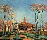 Village Canvas Paintings - Entree du village de Voisins 1872